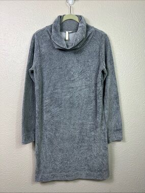 J. Jill Pure Jill Gray Velour Long Sleeve Cowl Neck Mini Dress XS